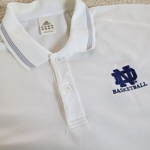 Notre Dame Basketball Men's Polo Shirt White Adidas Size Medium